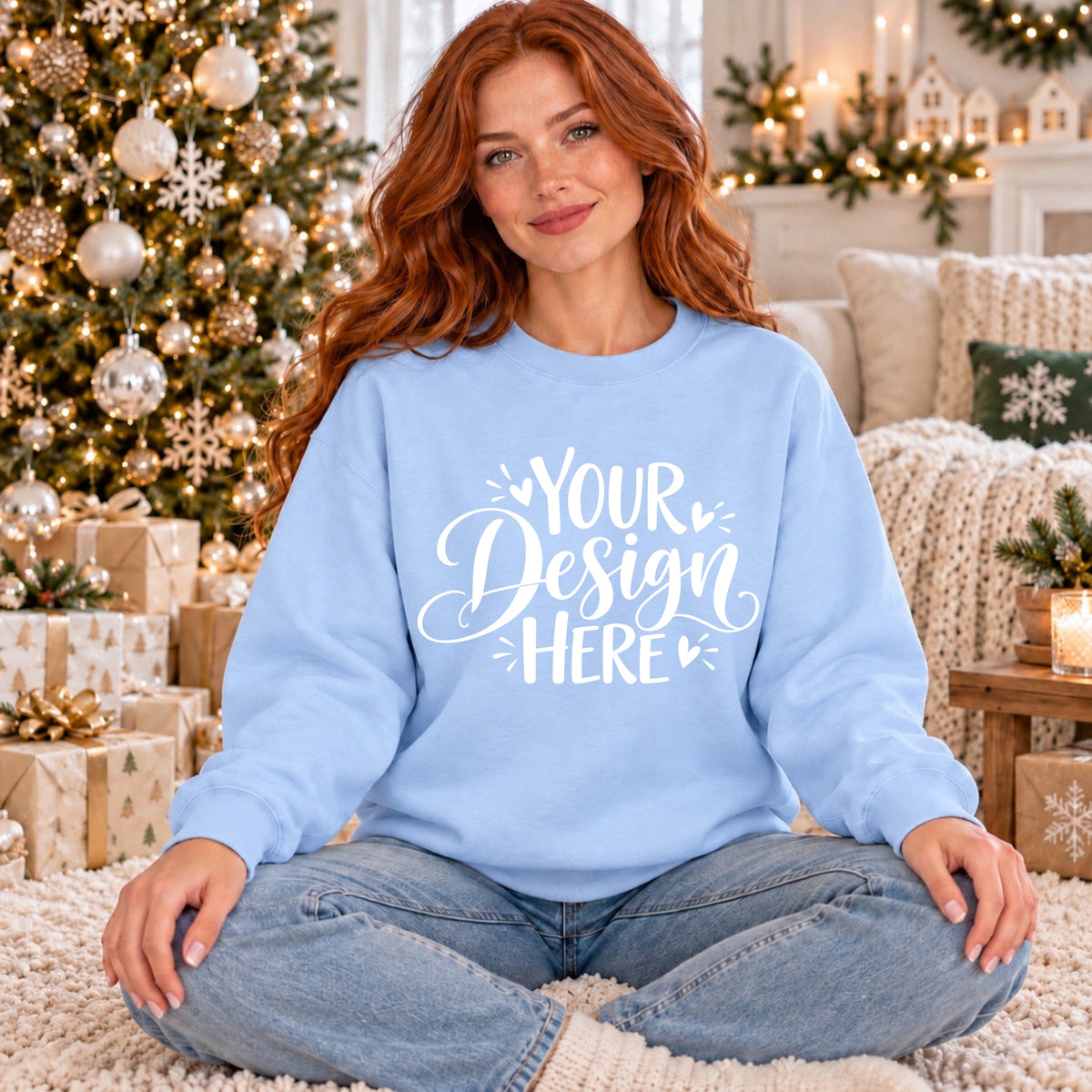 Christmas Model Crewneck Light Blue