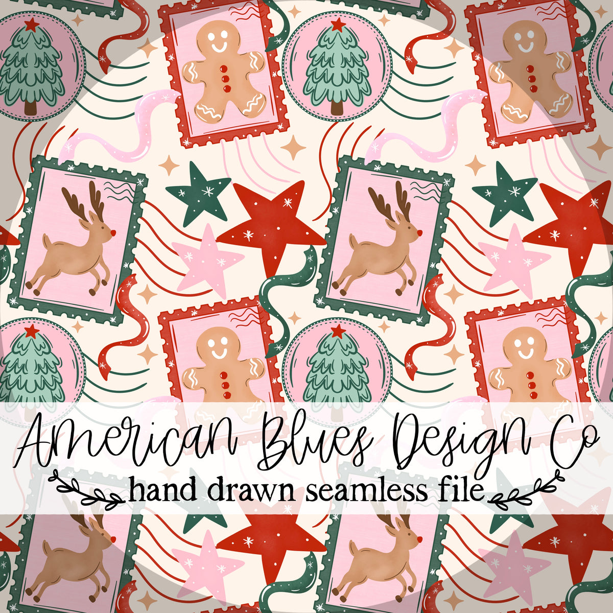 Postmarked With Cheer Seamless Pattern | Vintage Cream
