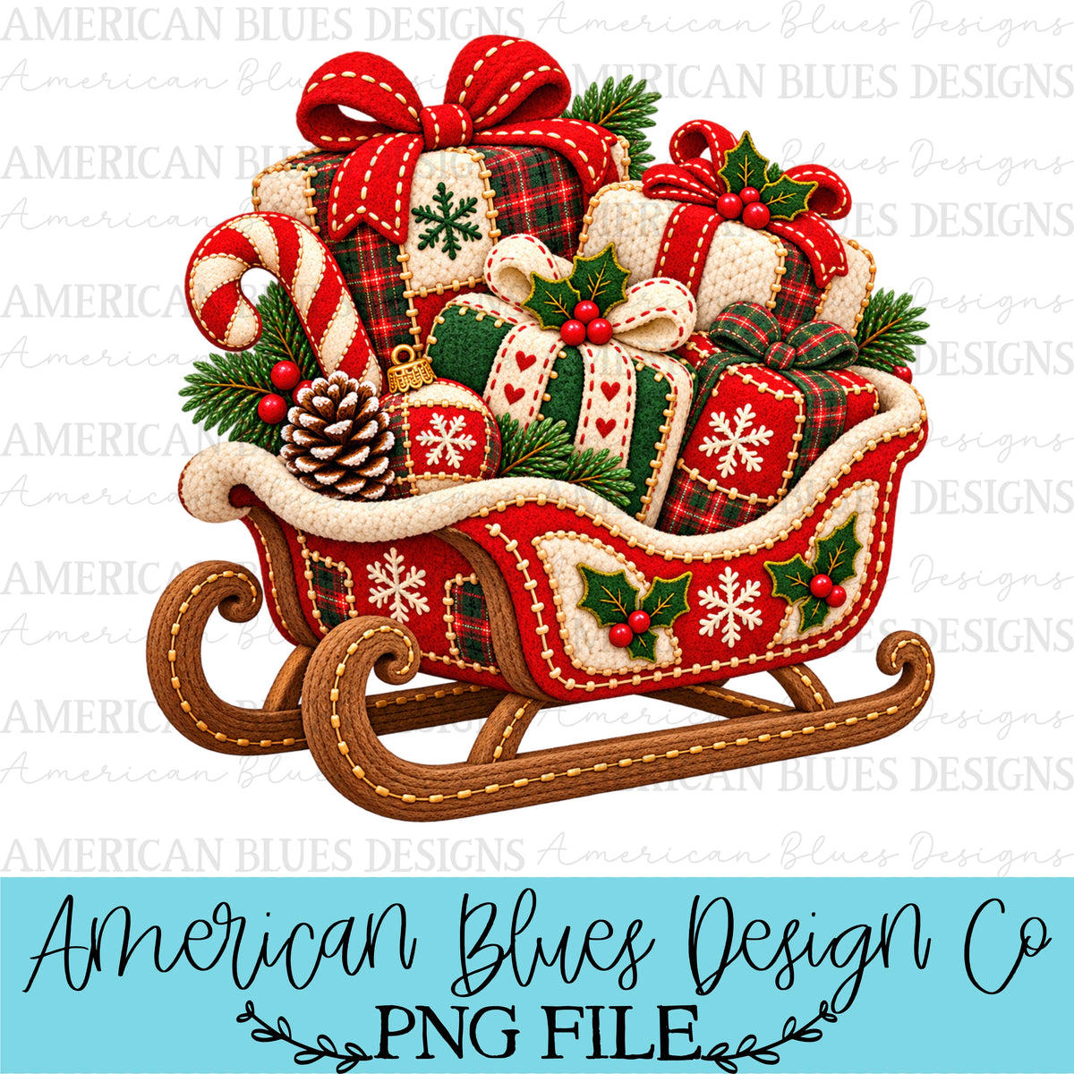 Sleigh and presents Christmas Cozy Stitches