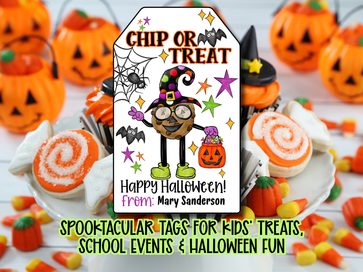 Chip or Treat – Halloween Treat Tag, Printable Cookie Tag for Kids, Trick or Treat Bag Tag, Halloween Party Favor Tag, Boo Basket Label, Class Gift Tag, PDF Download