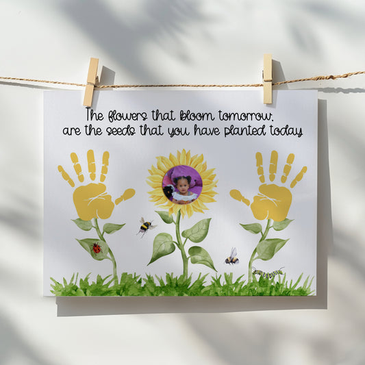 “The flowers that bloom tomorrow, are the seeds that you have planted today" Handprint Photo Craft | Editable Canva Template