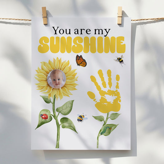 “You Are My Sunshine" Handprint Photo Craft | Editable Canva Template