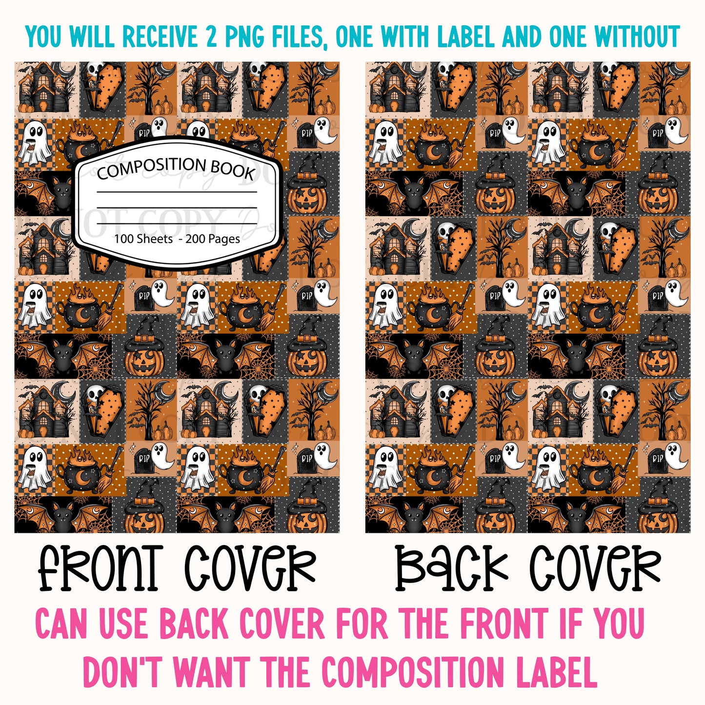 Vintage Halloween Patchwork Composition Notebook Cover