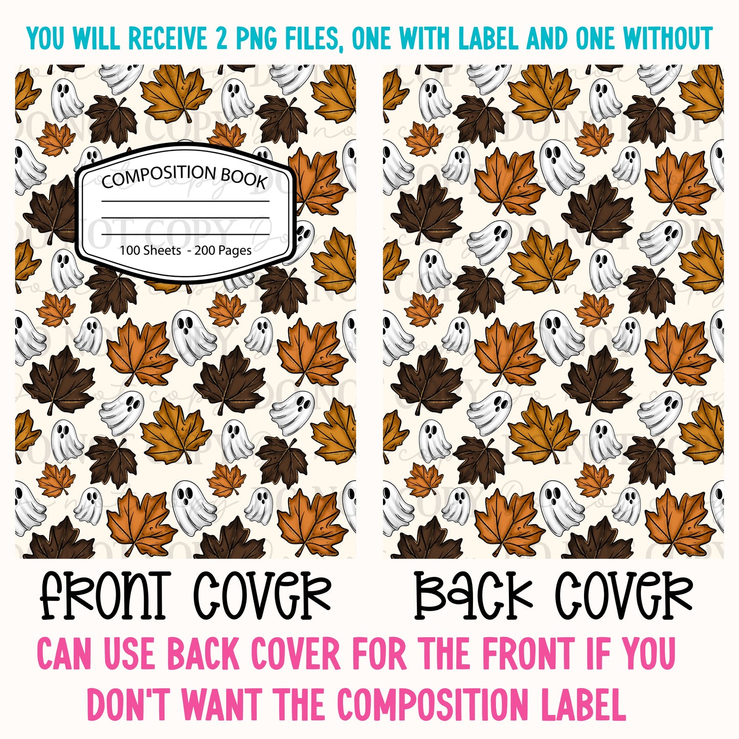 Fall Leaves & Ghosts Composition Notebook Cover