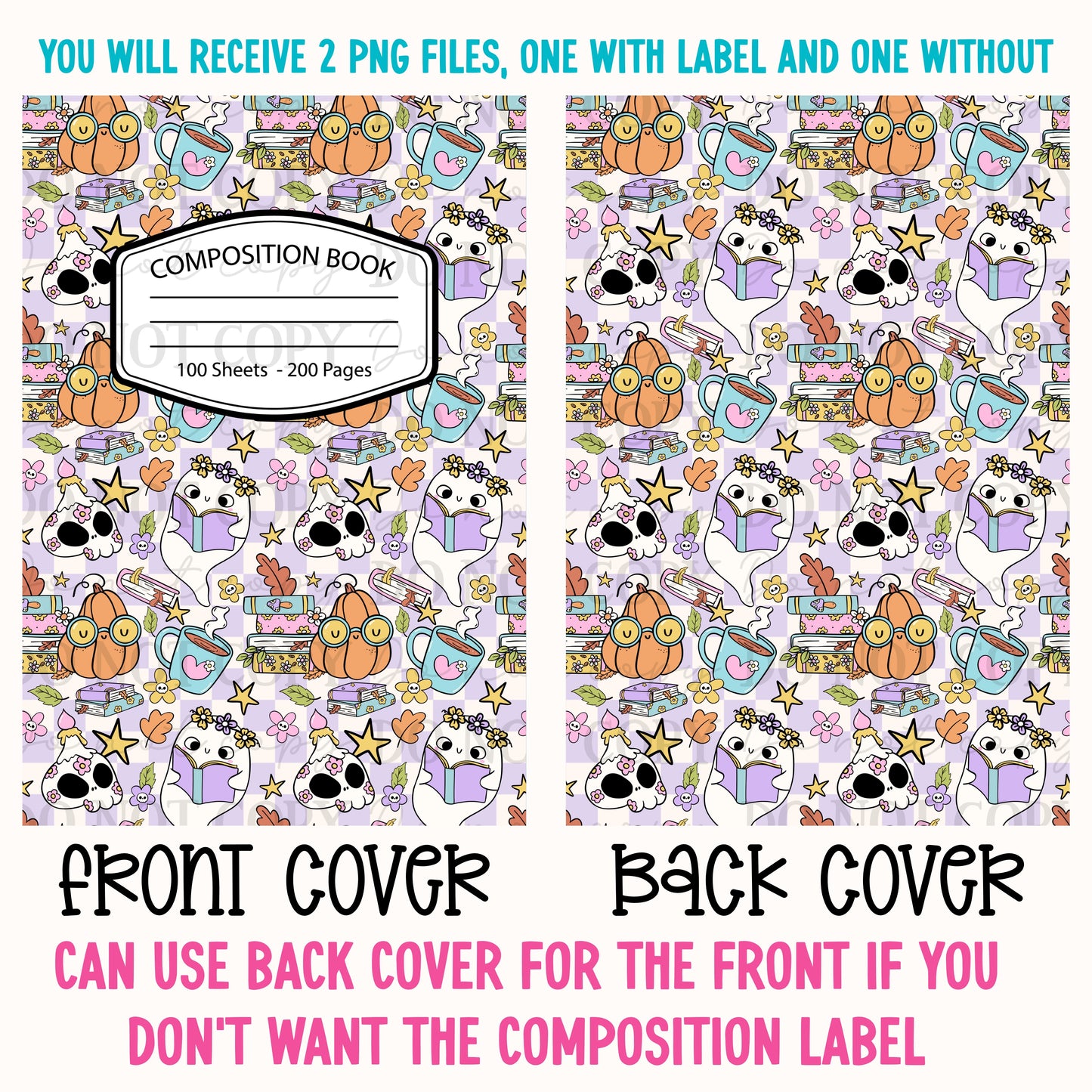 Bookish Pumpkin Ghostie Composition Notebook Cover