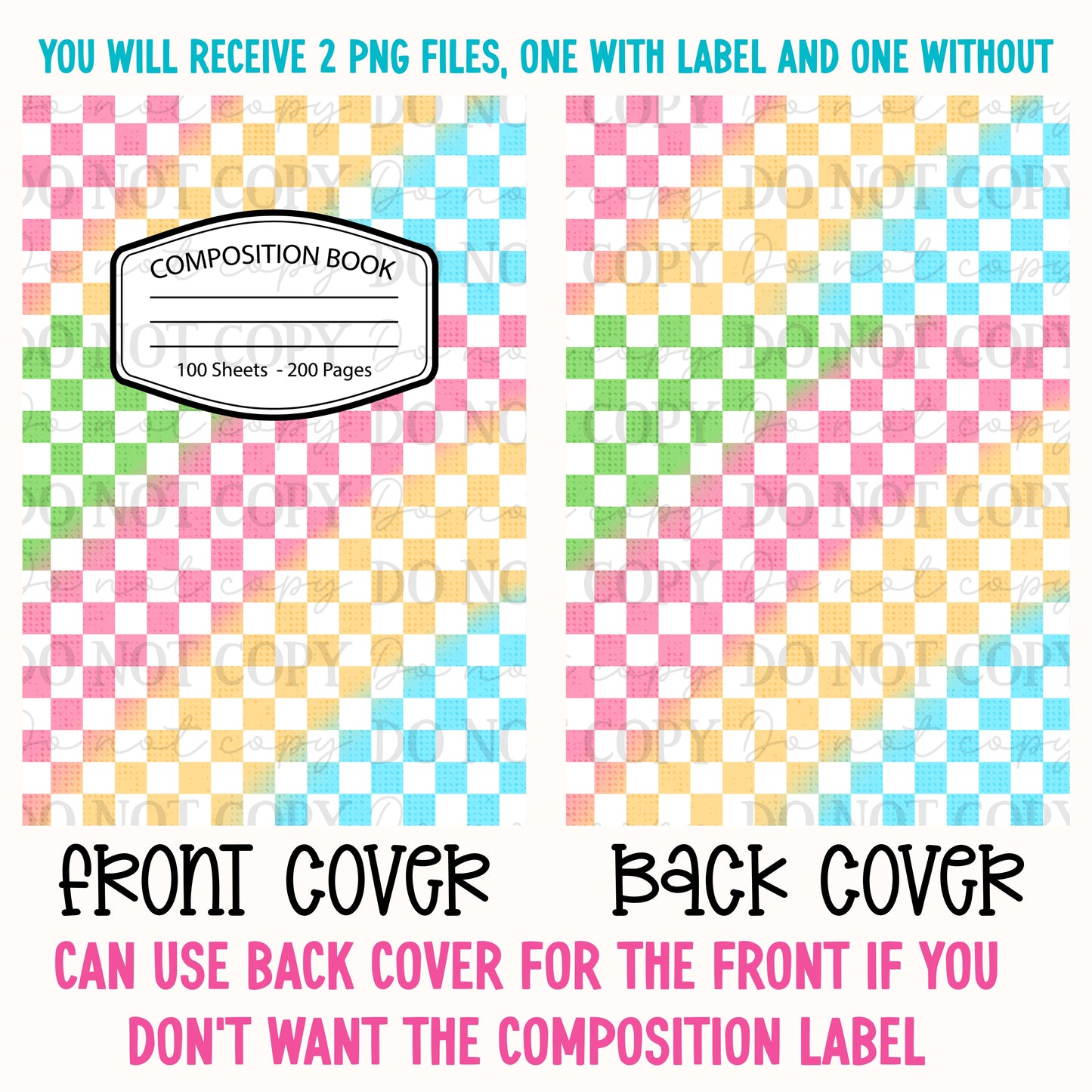 Neon Checkered Composition Notebook Cover