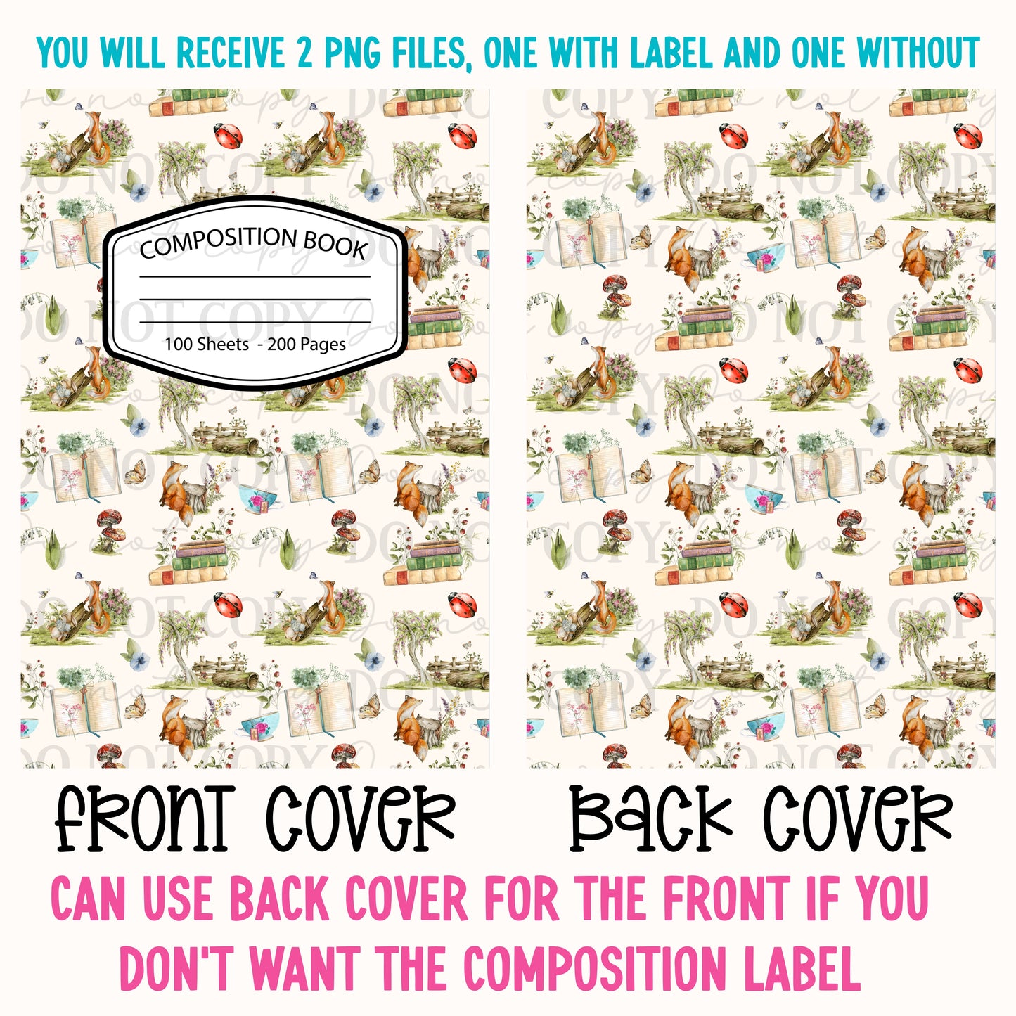 Bookish Fox & Friends Composition Notebook Cover