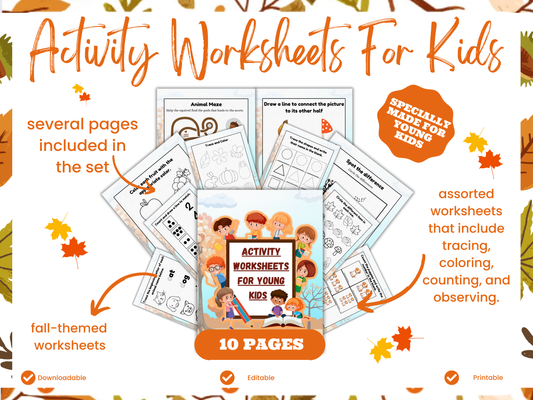 Fall Activity Worksheets for Kids