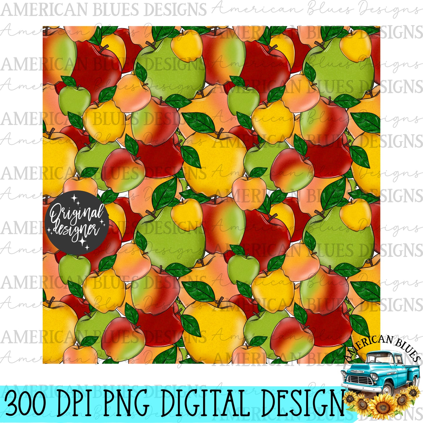 Autumn apples seamless pattern digital design | American Blues Designs