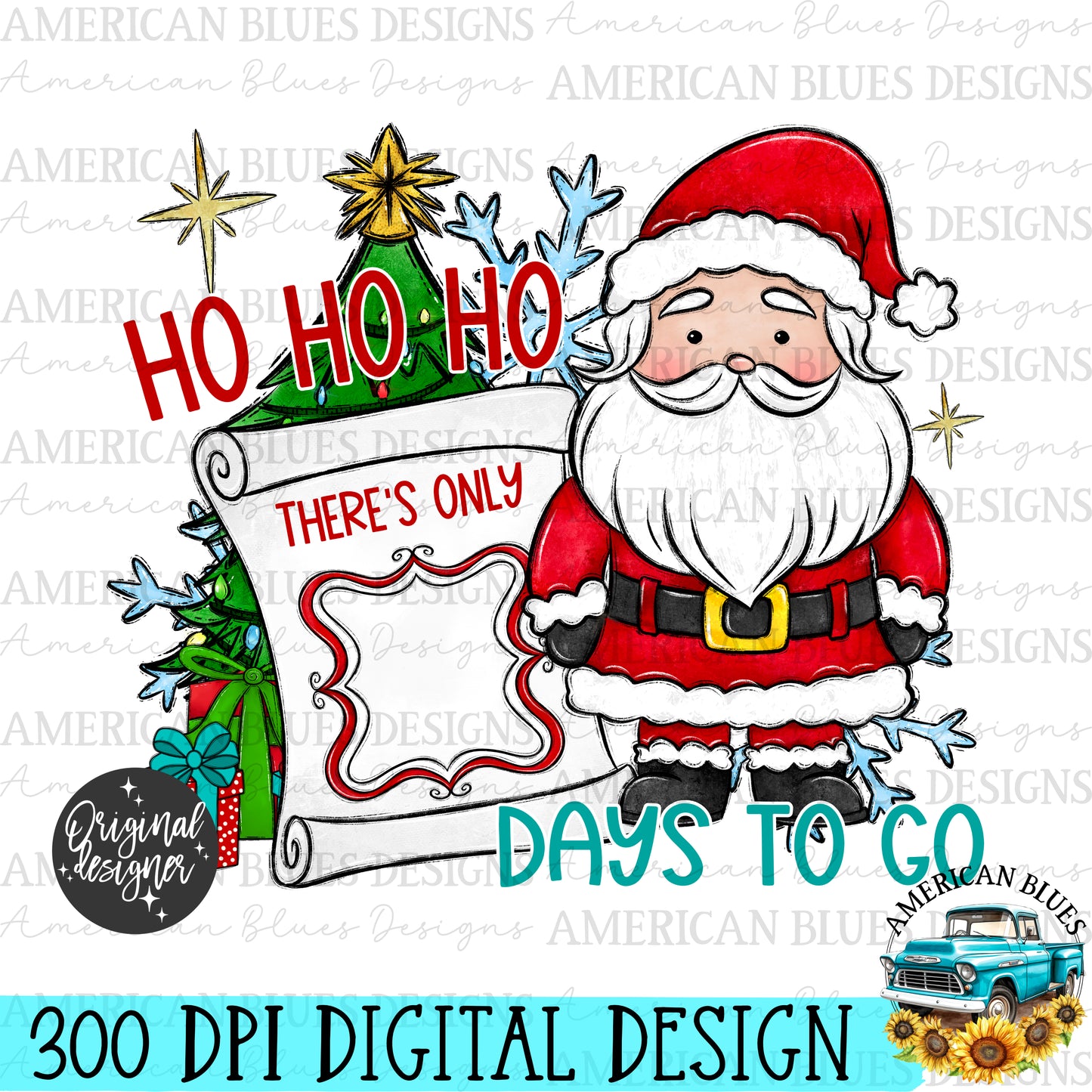 Christmas countdown board- Santa light skin tone | American Blues Designs