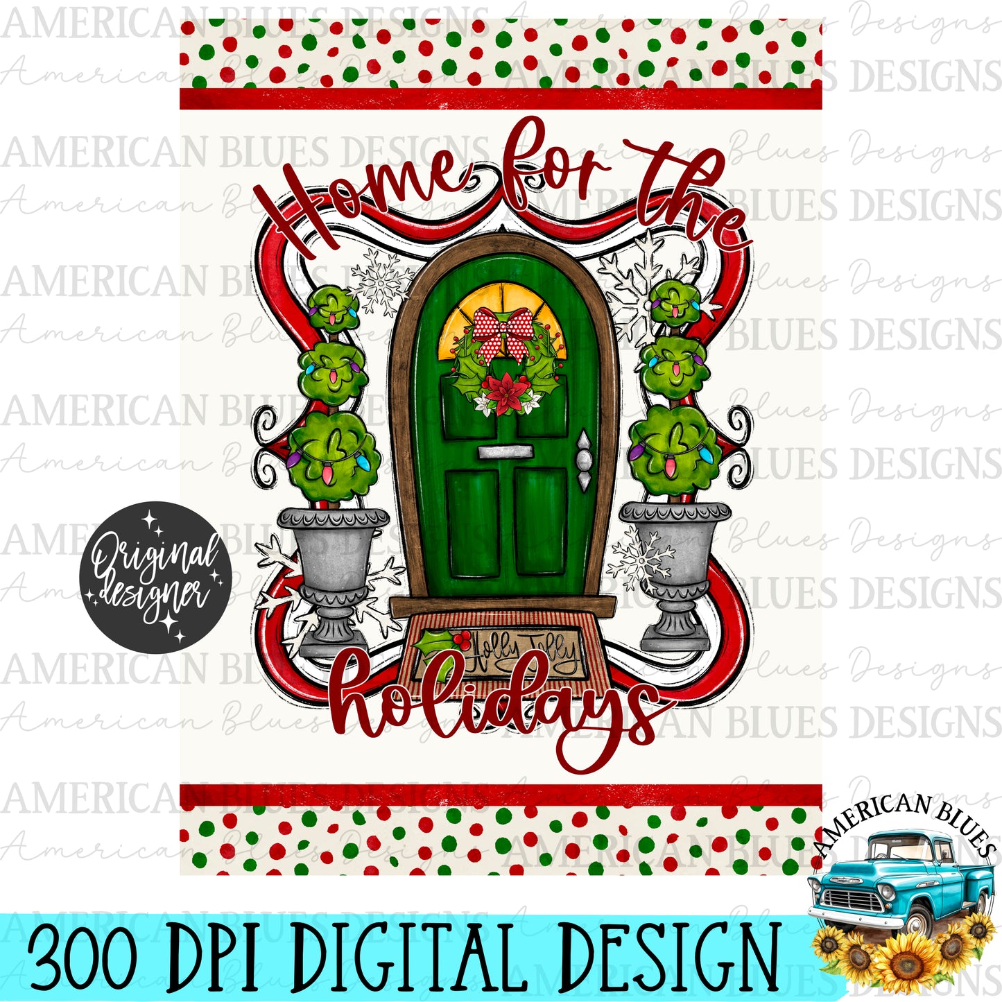 Home for the Holidays- polka dot Garden Flag