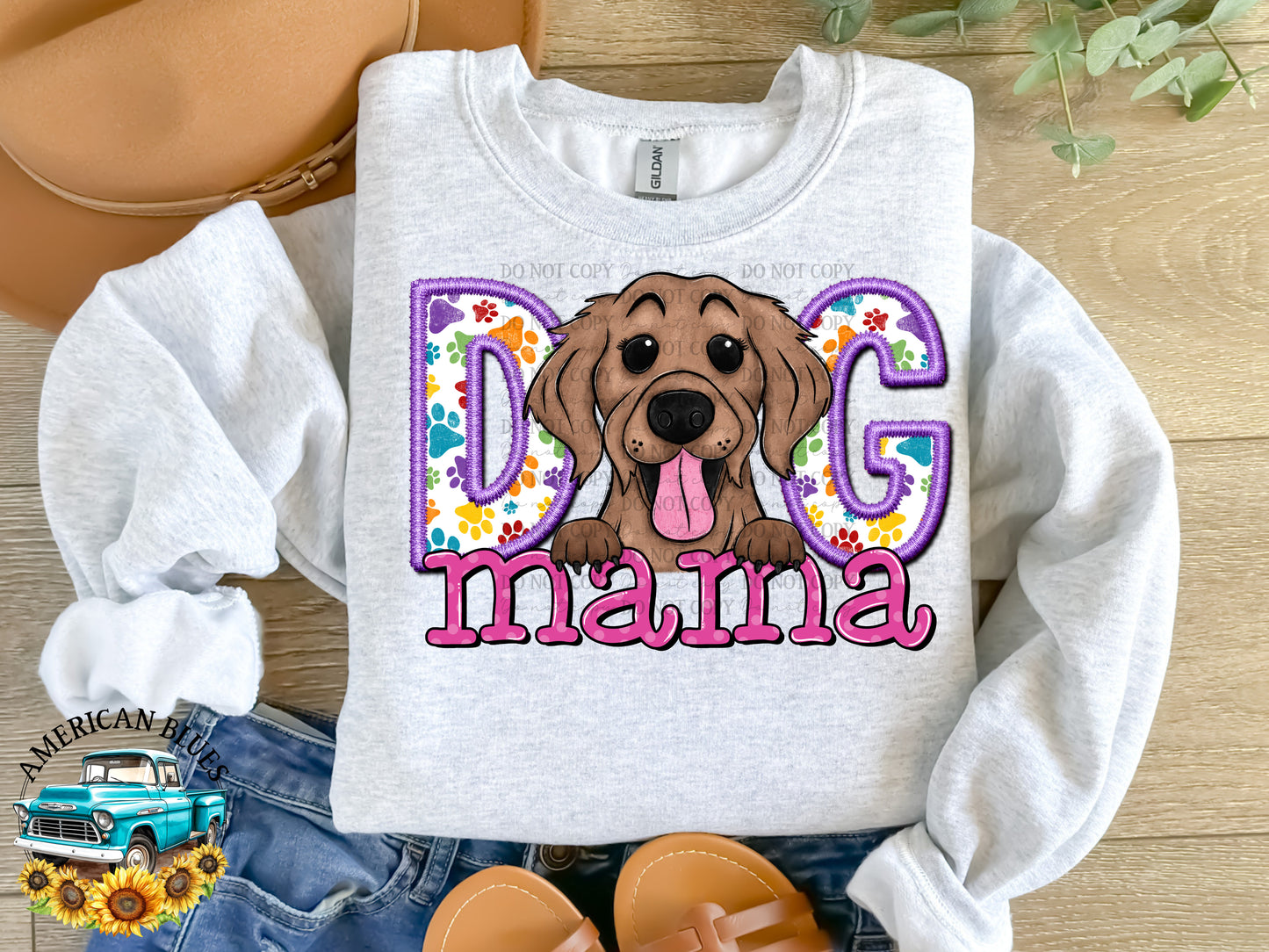 Dog mama Golden Retriever digital design | American Blues Design