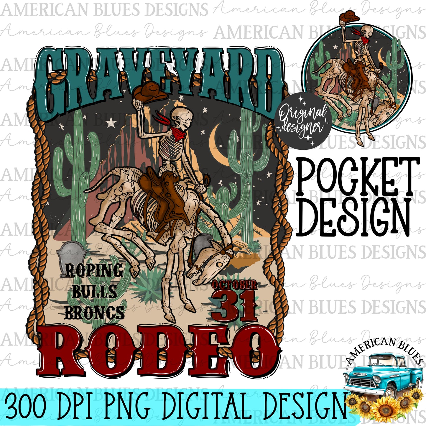 Graveyard Rodeo digital design | American Blues Designs