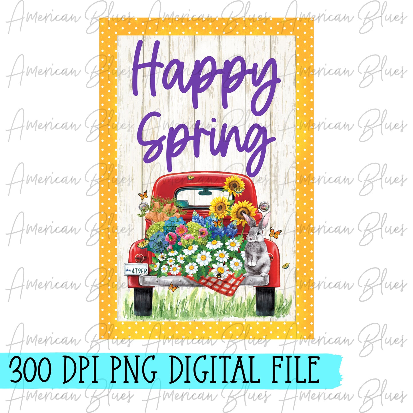 Happy Spring vintage truck 12x18 garden flag
