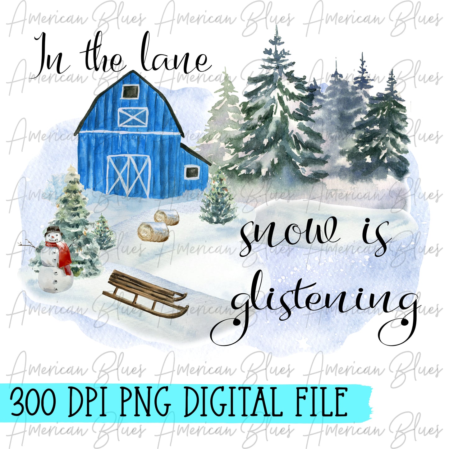 In the lane snow is glistening