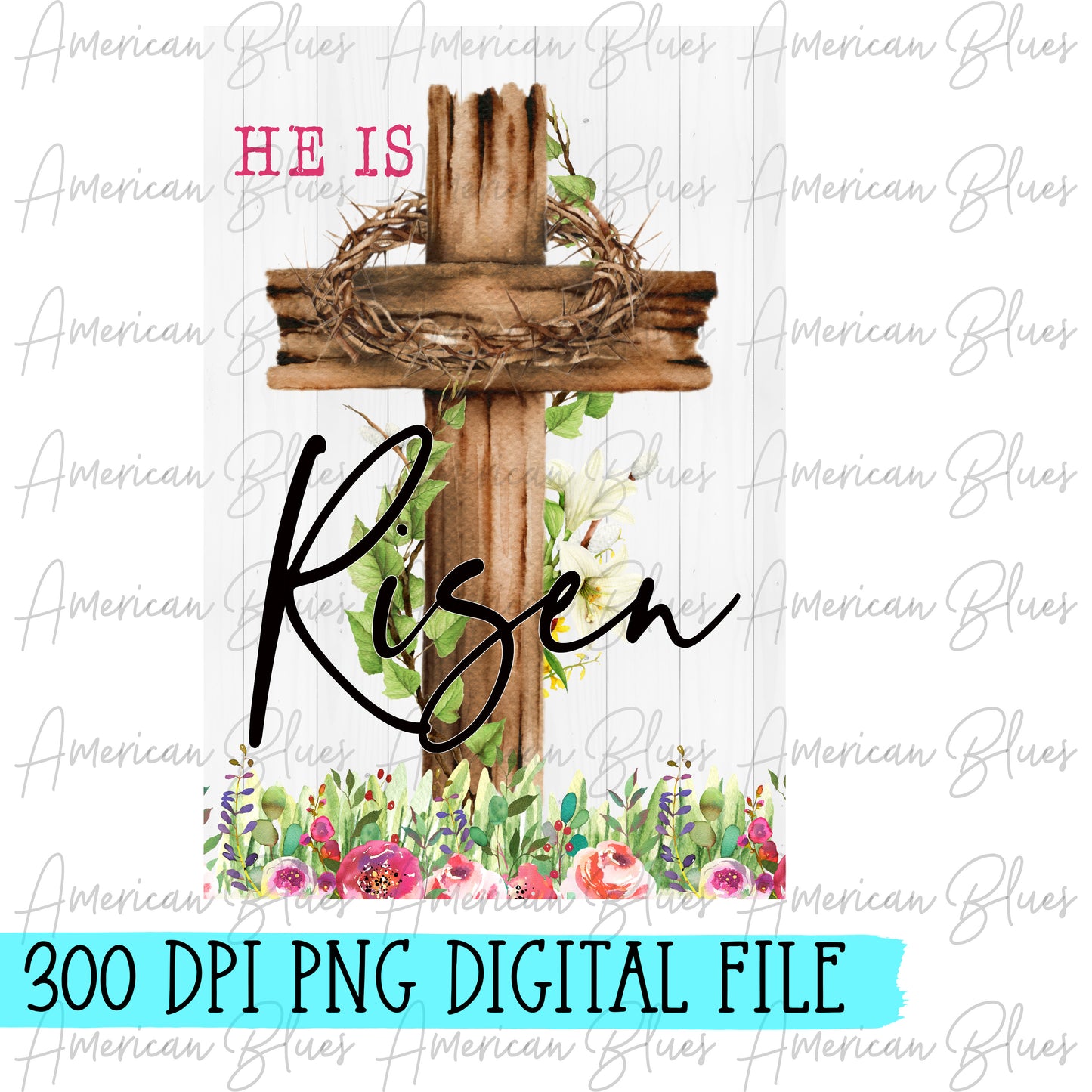 He is Risen/floral cross GARDEN FLAG DIGITAL