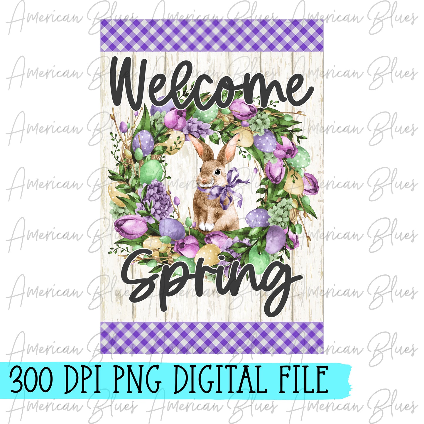 Welcome Spring/bunny wreath GARDEN FLAG DIGITAL