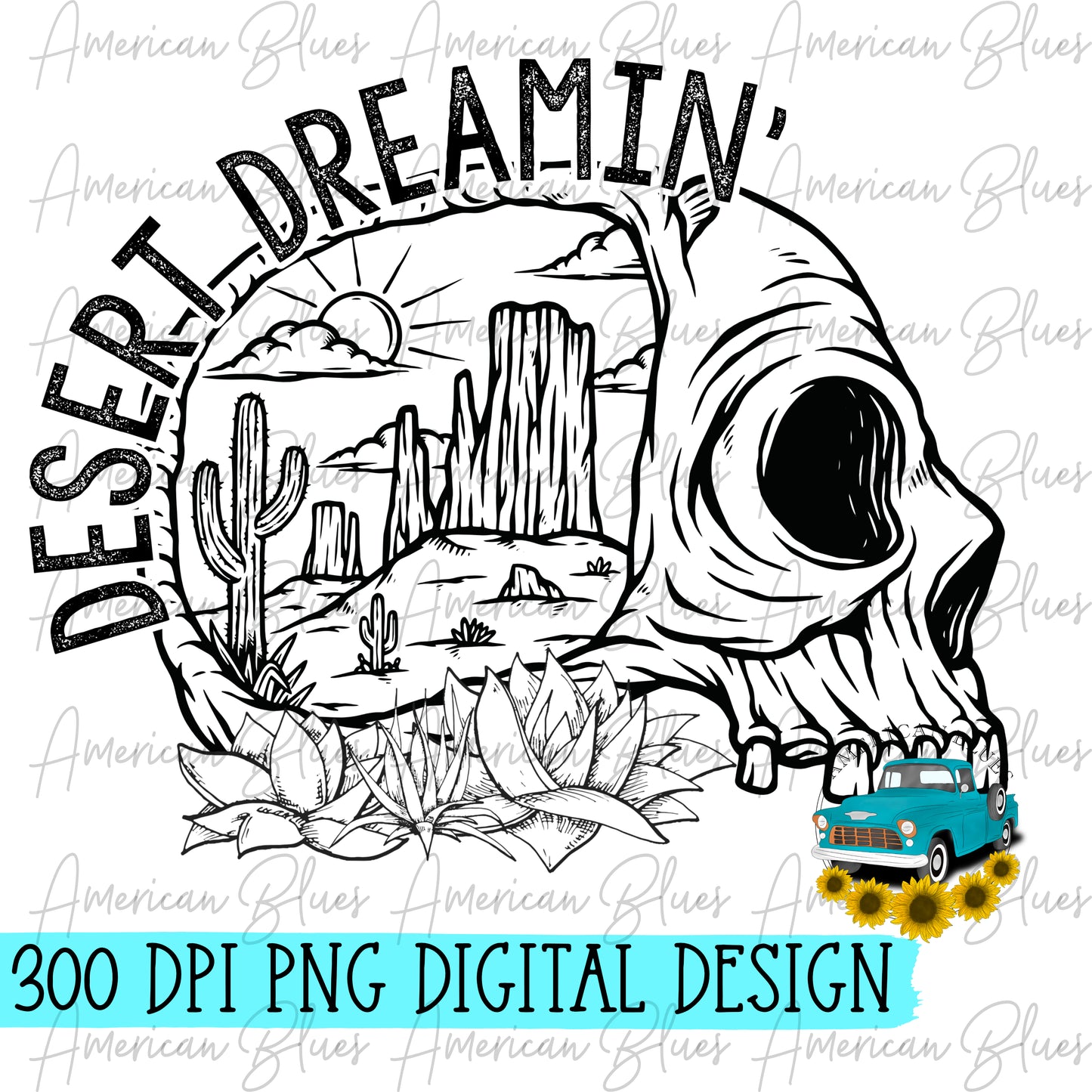 Desert Dreamin' skull- single color