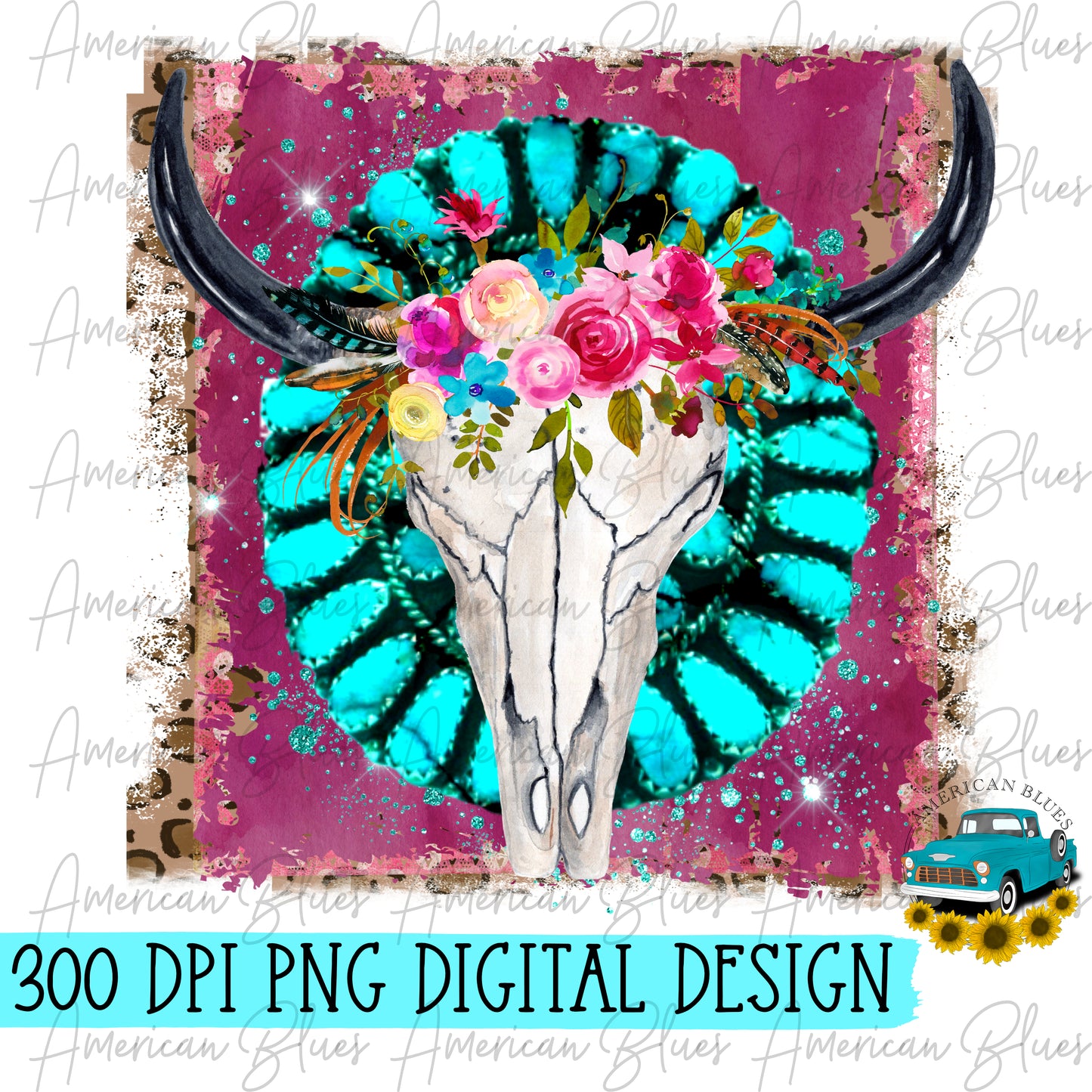 Floral bull skull