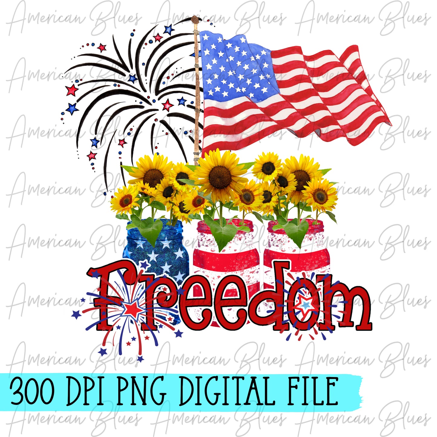 Freedom-mason jars & fireworks