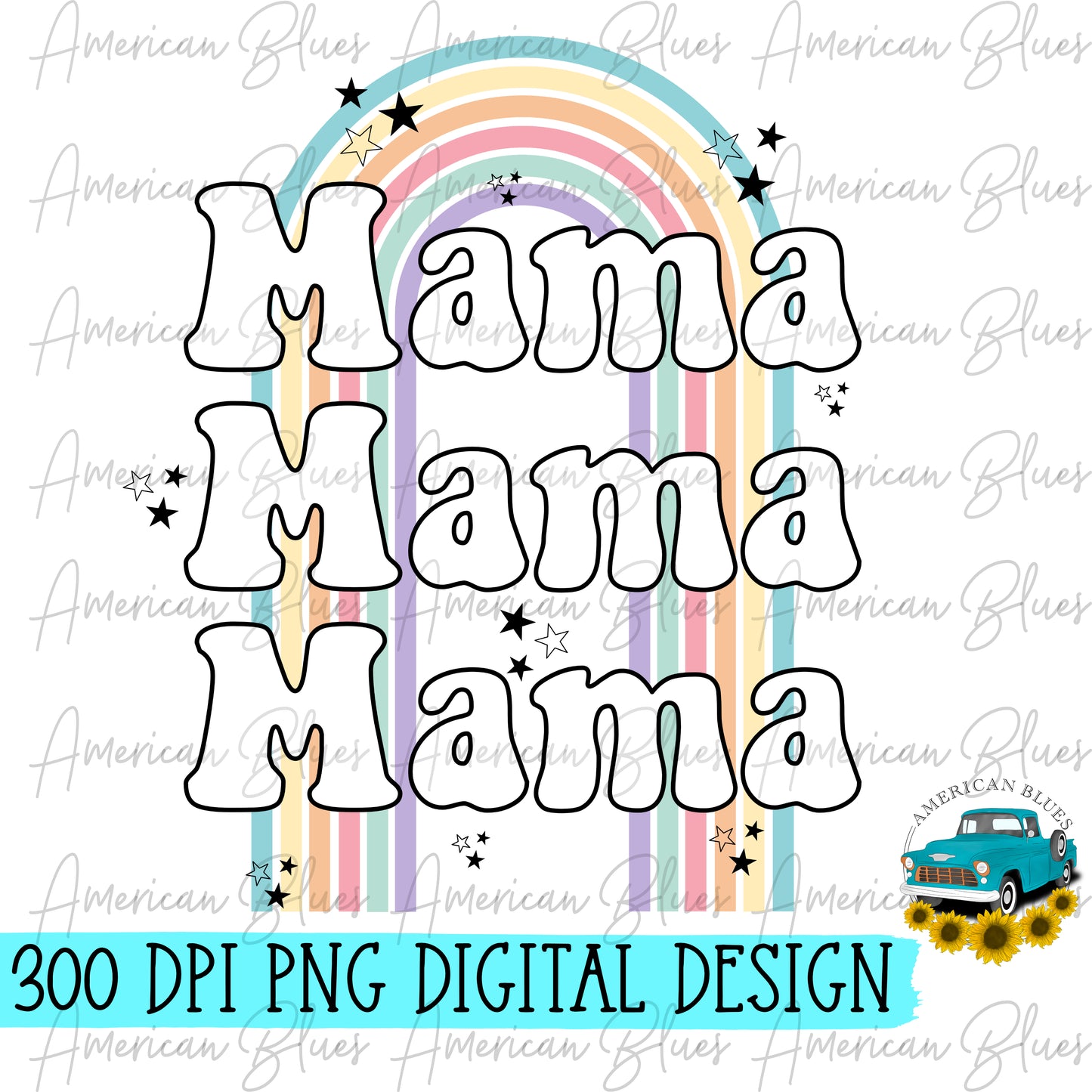 Mama retro rainbow