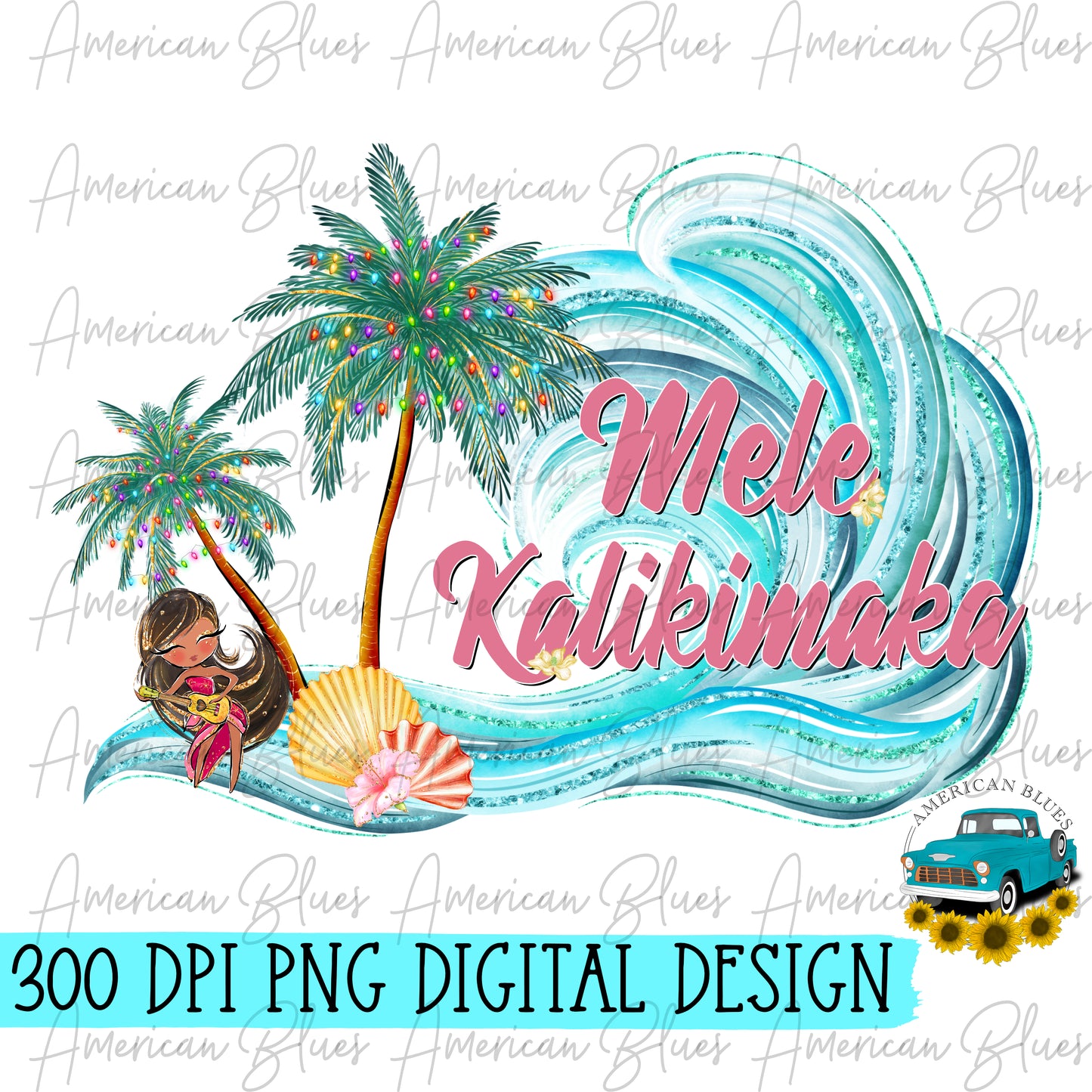 Mele Kalikimaka- girl with ukulele & flowers