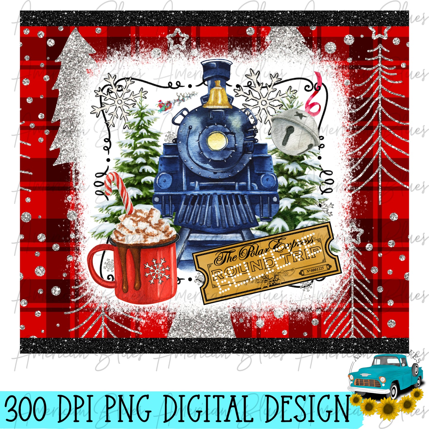 Christmas train and hot chocolate TUMBLER WRAP