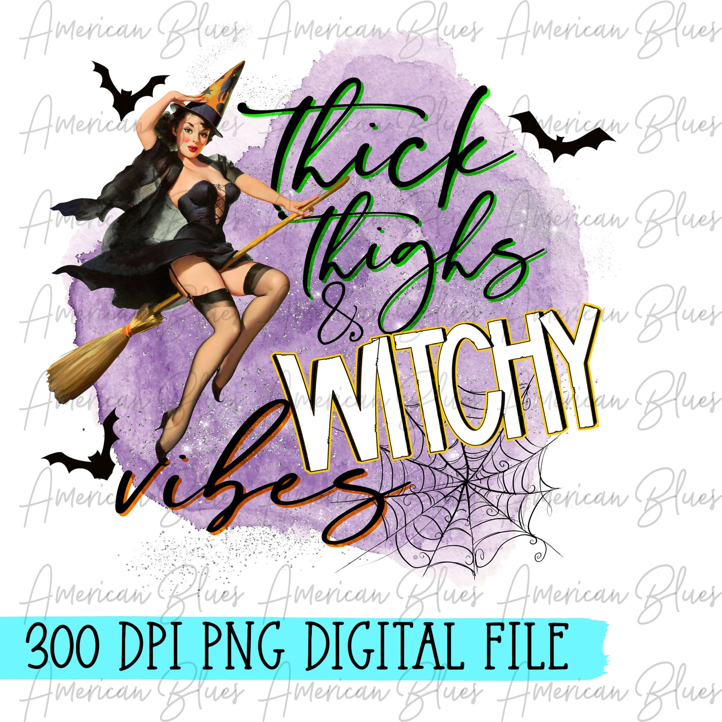 Thick thighs & witchy vibes glitter-digital