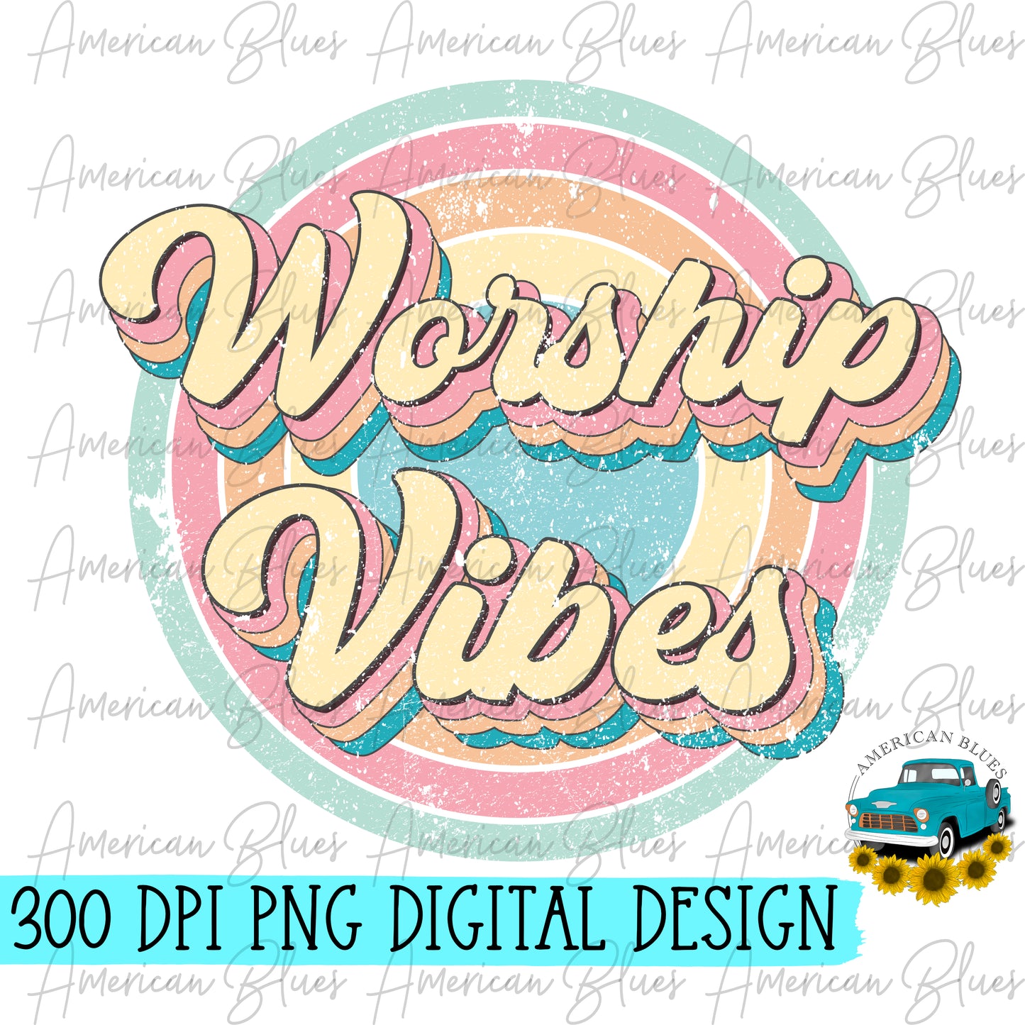 Worship Vibes- retro distressed