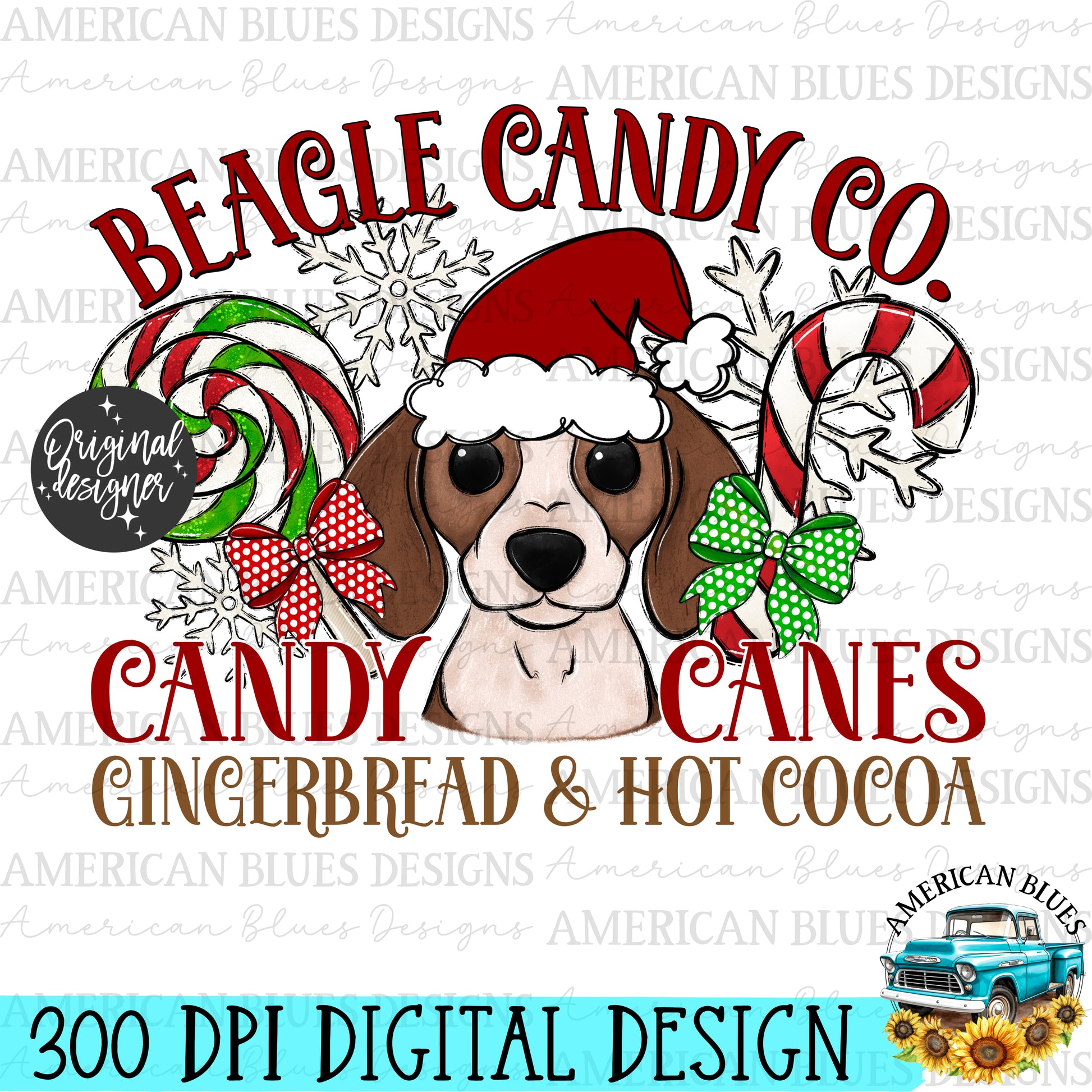 Christmas Dog Candy co digital design | American Blues Designs