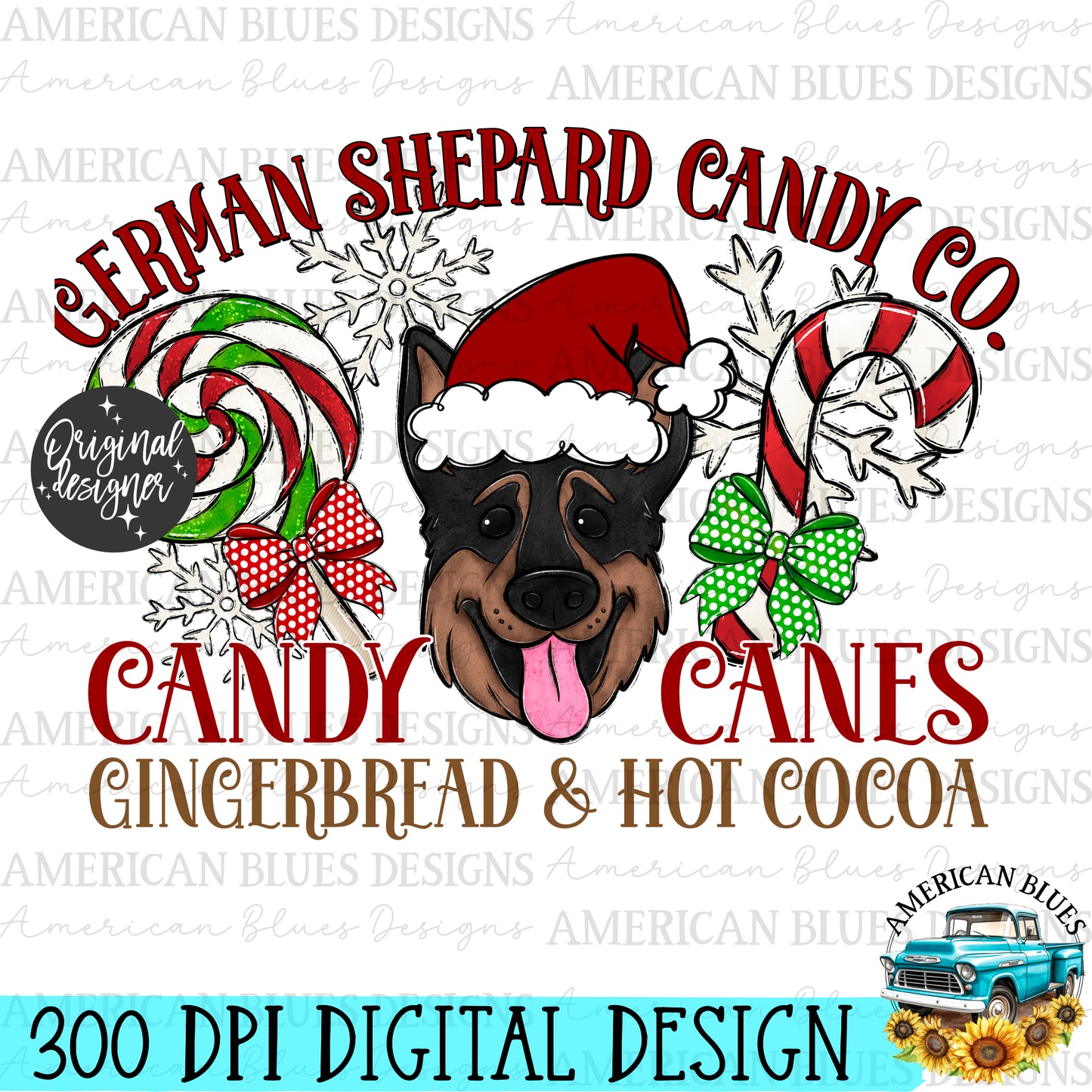 Christmas Dog Candy co digital design | American Blues Designs