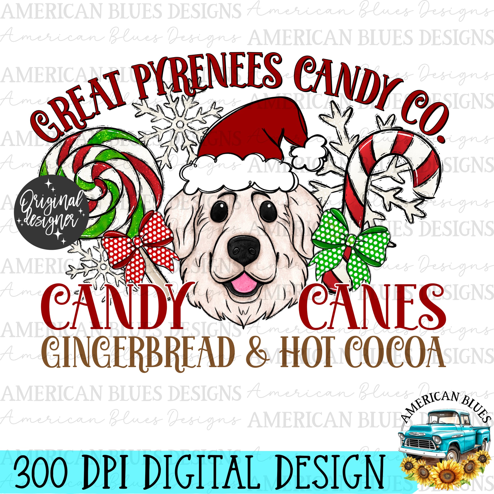 Christmas Dog Candy co digital design | American Blues Designs