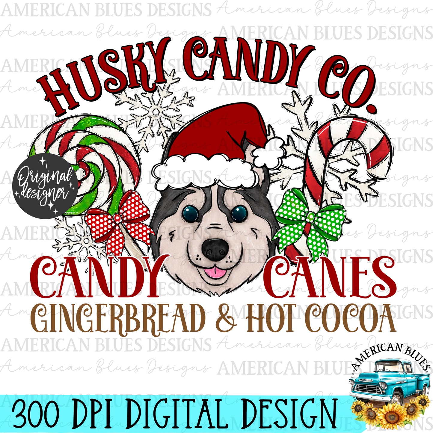 Christmas Dog Candy co digital design | American Blues Designs