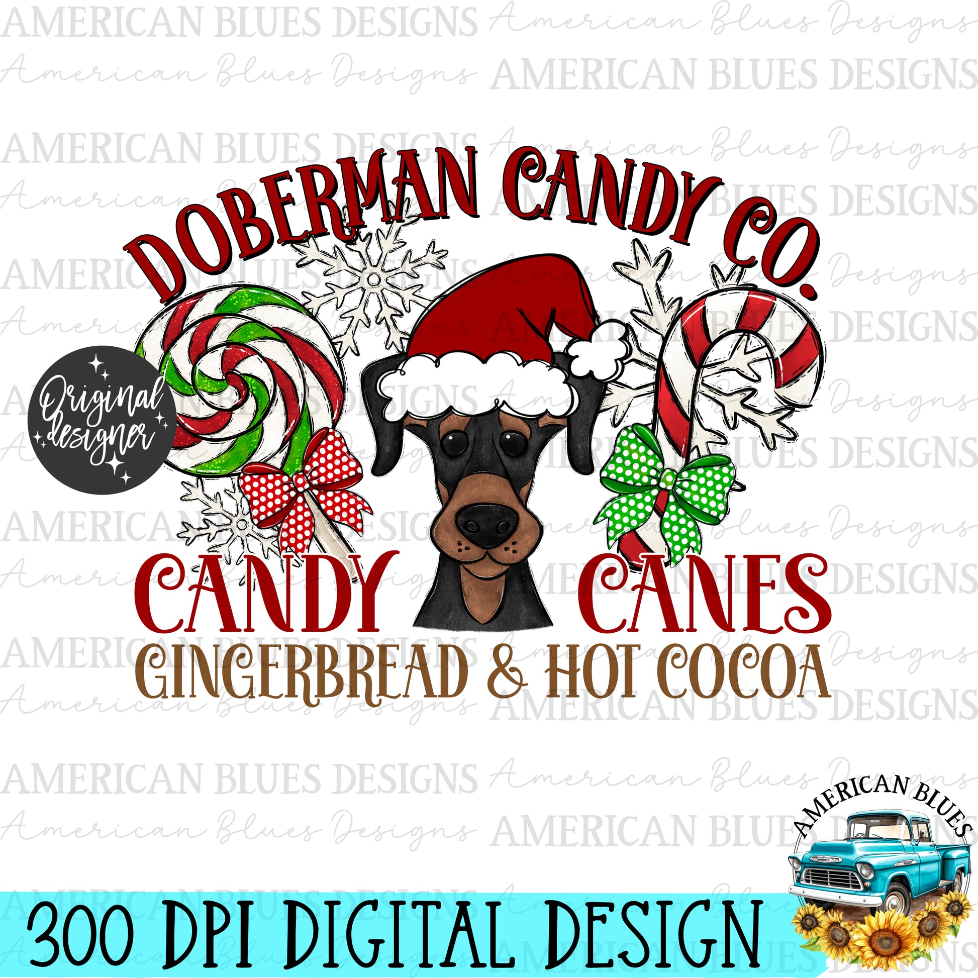 Christmas Dog Candy co digital design | American Blues Designs