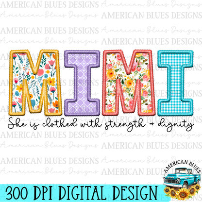 Mimi- Spring embroidered name digital design | American Blues Designs