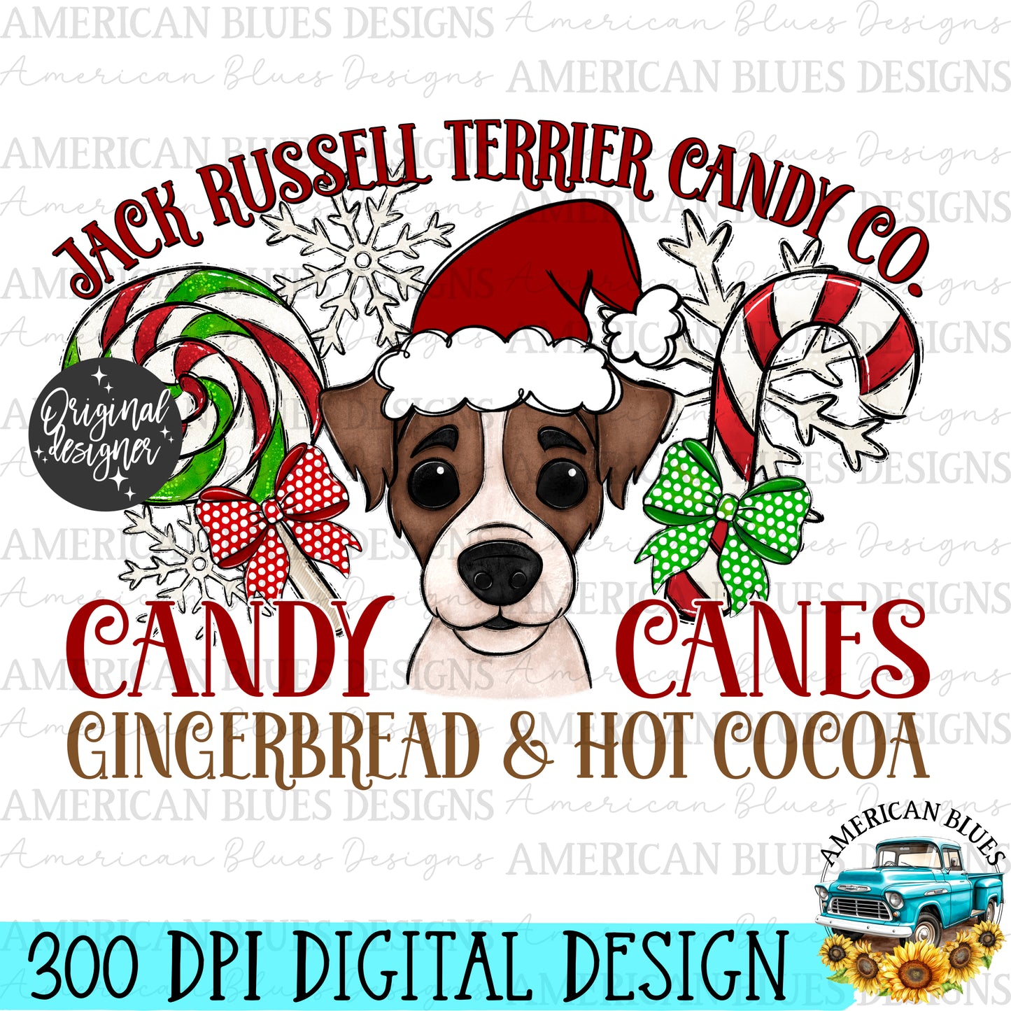 Christmas Dog Candy co digital design | American Blues Designs