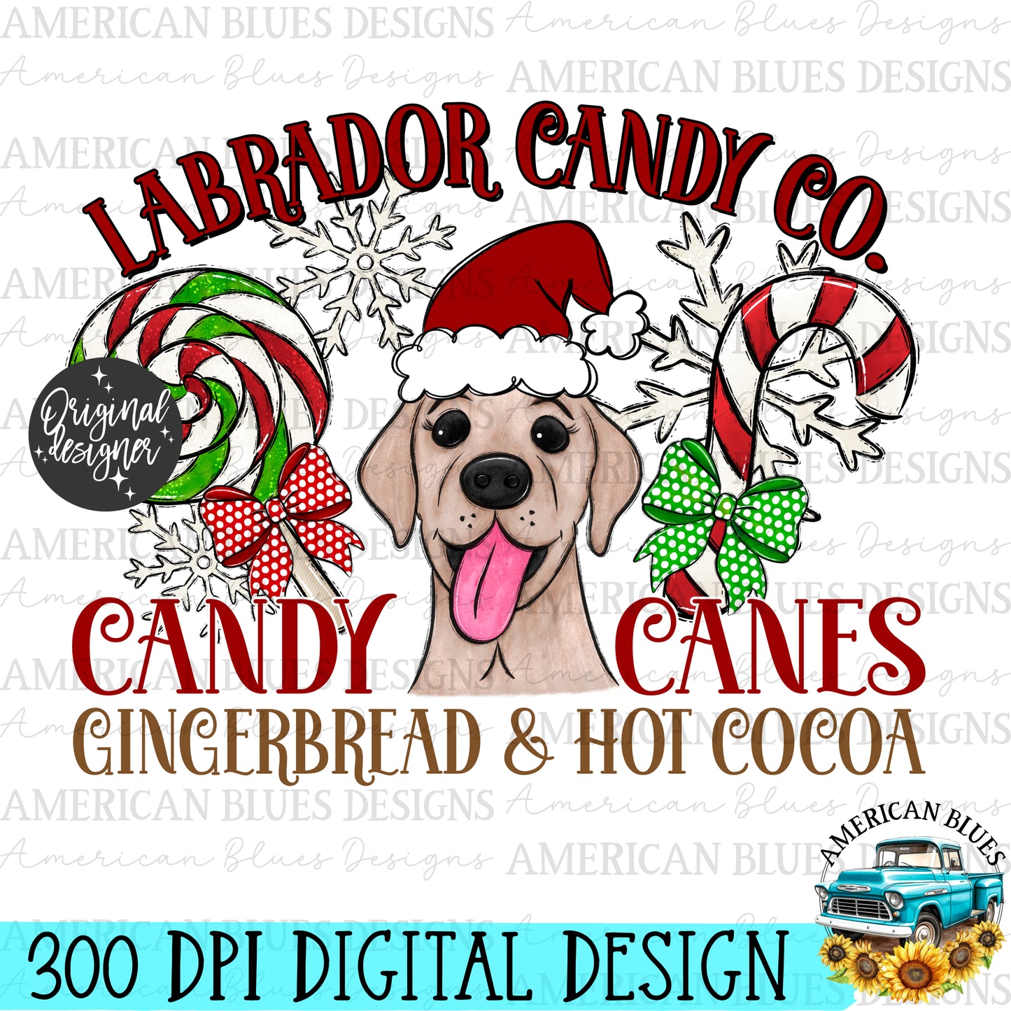 Christmas Dog Candy co digital design | American Blues Designs