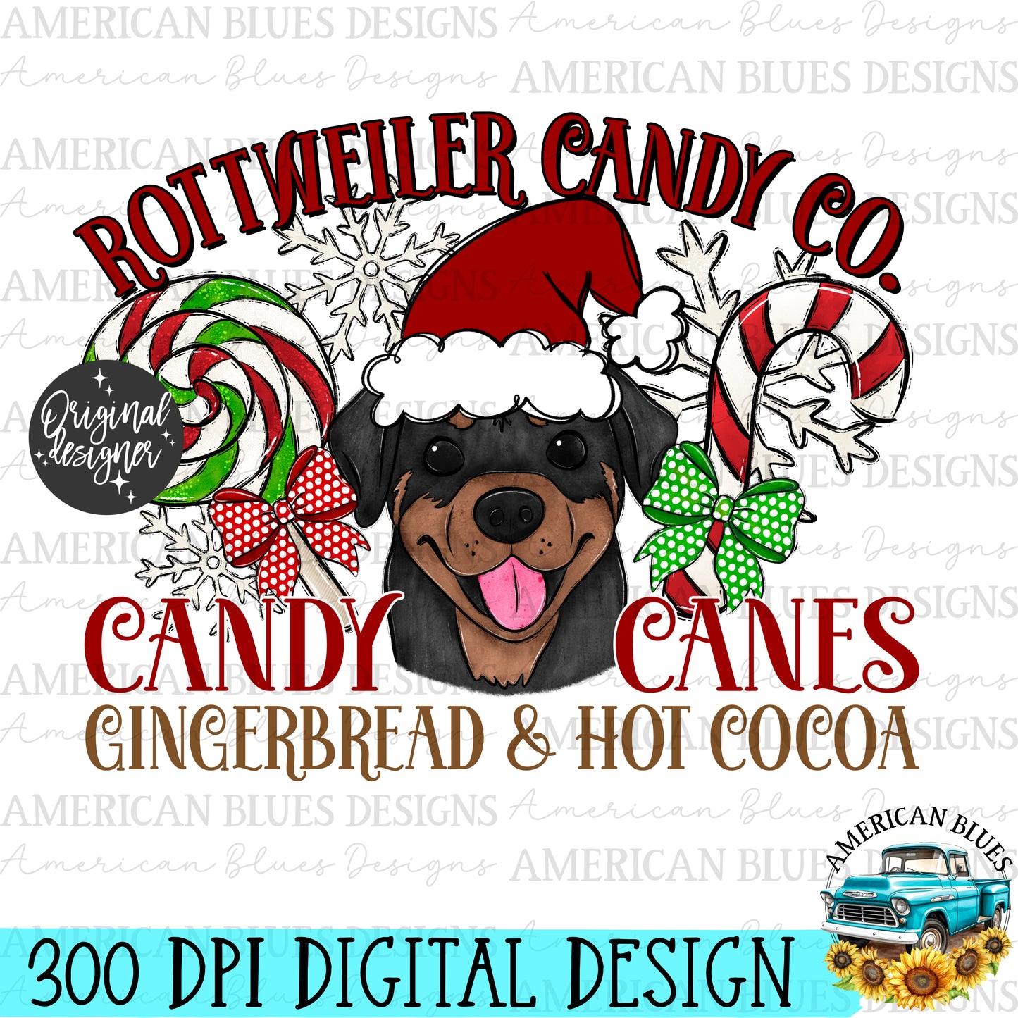 Christmas Dog Candy co digital design | American Blues Designs