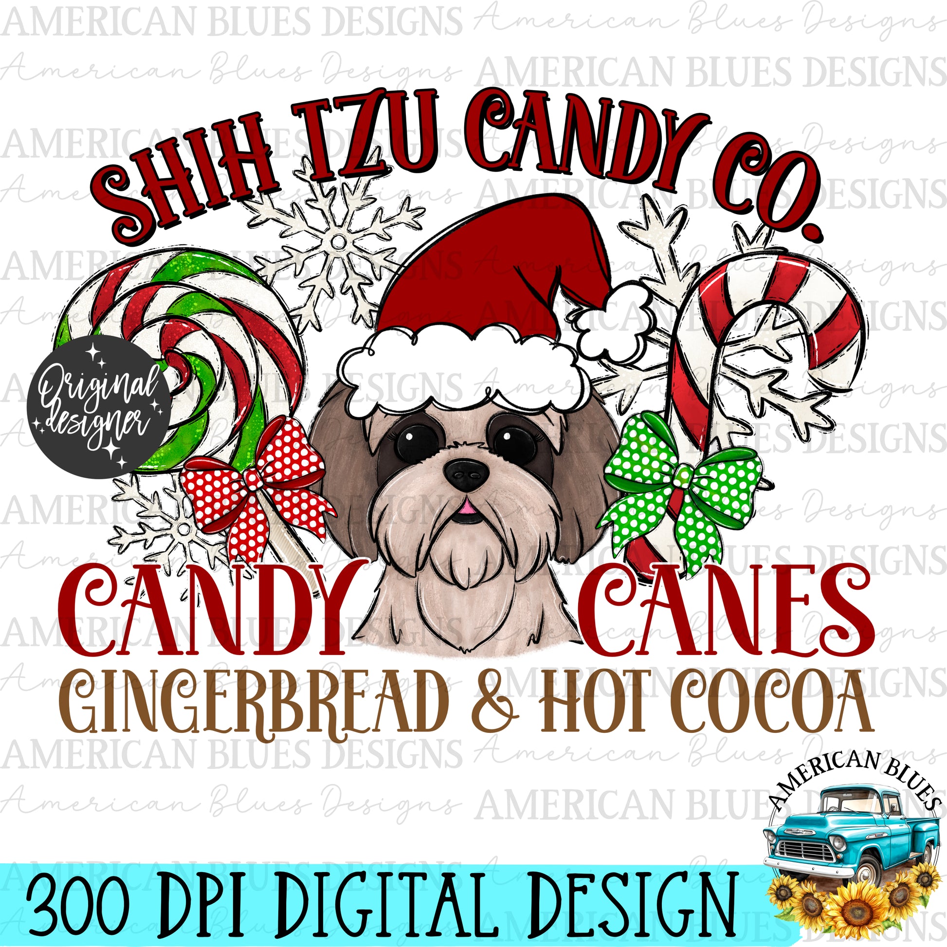 Christmas Dog Candy co digital design | American Blues Designs