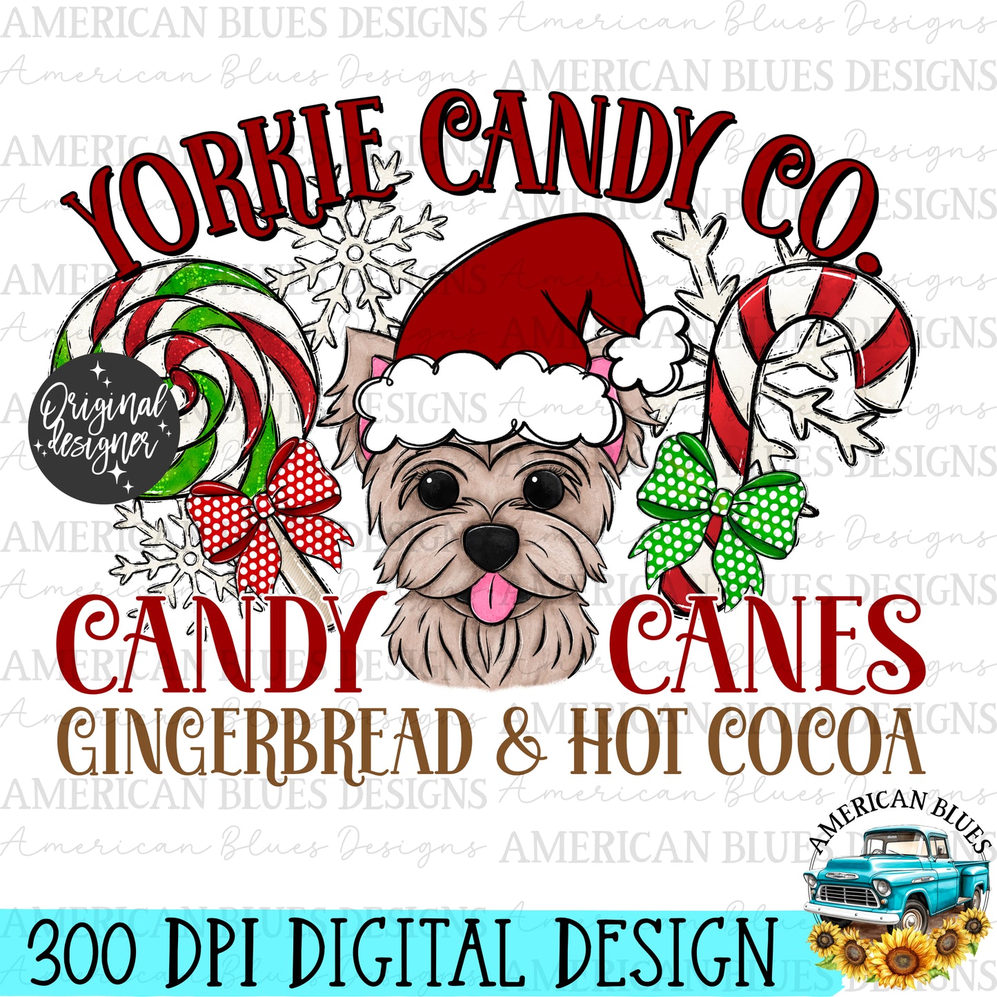 Christmas Dog Candy co digital design | American Blues Designs