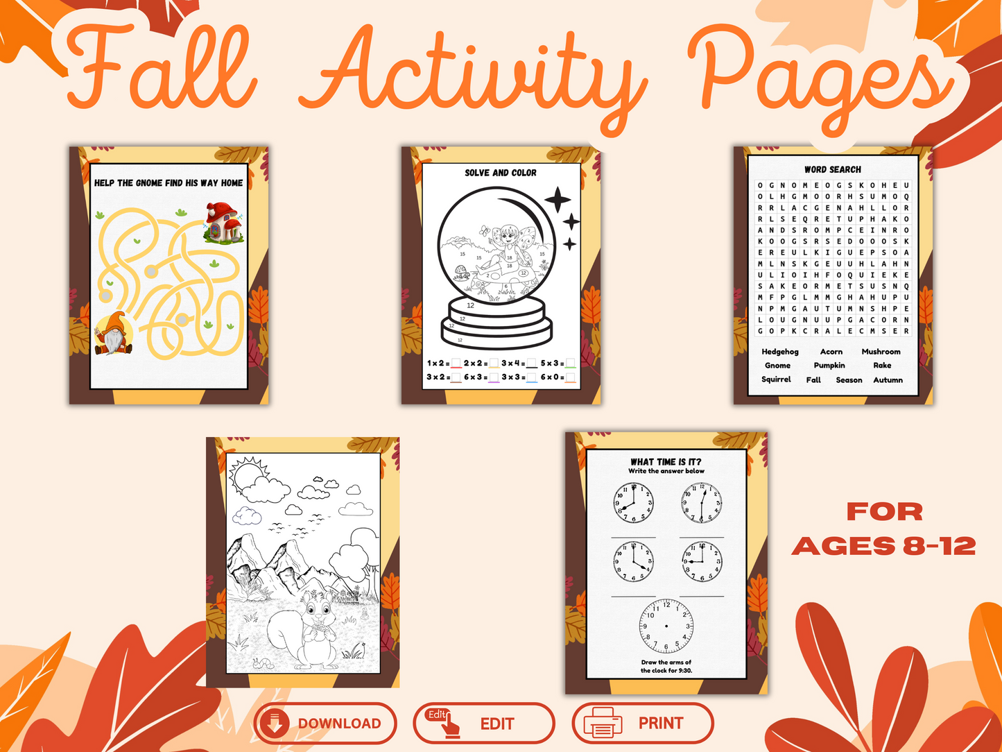 Fall Activity Pages for Kids