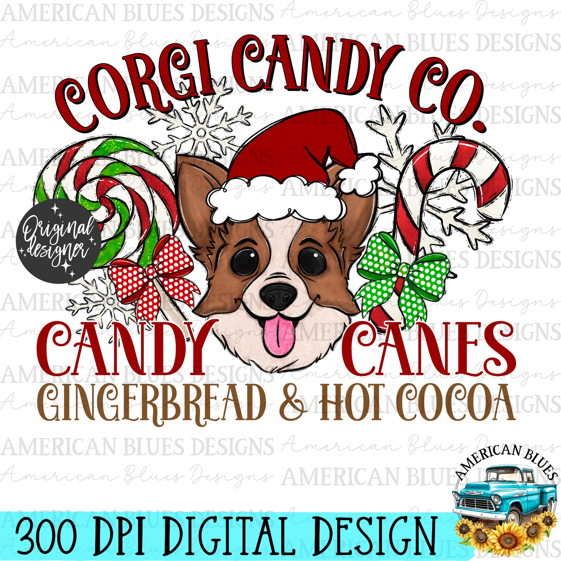 Christmas Dog Candy co digital design | American Blues Designs