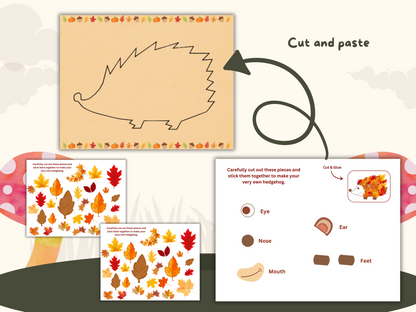 Fall Leaves Hedgehog Craft (Printable Kids Craft)