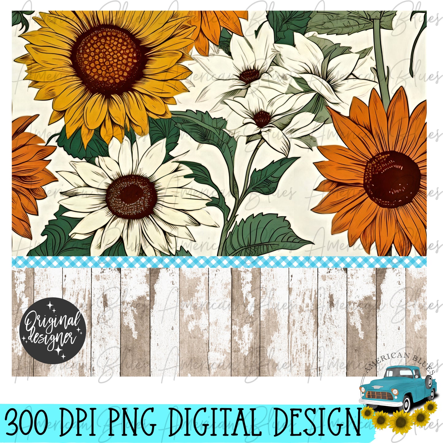 White barnwood & vintage sunflowers 20 oz straight tumbler wrap