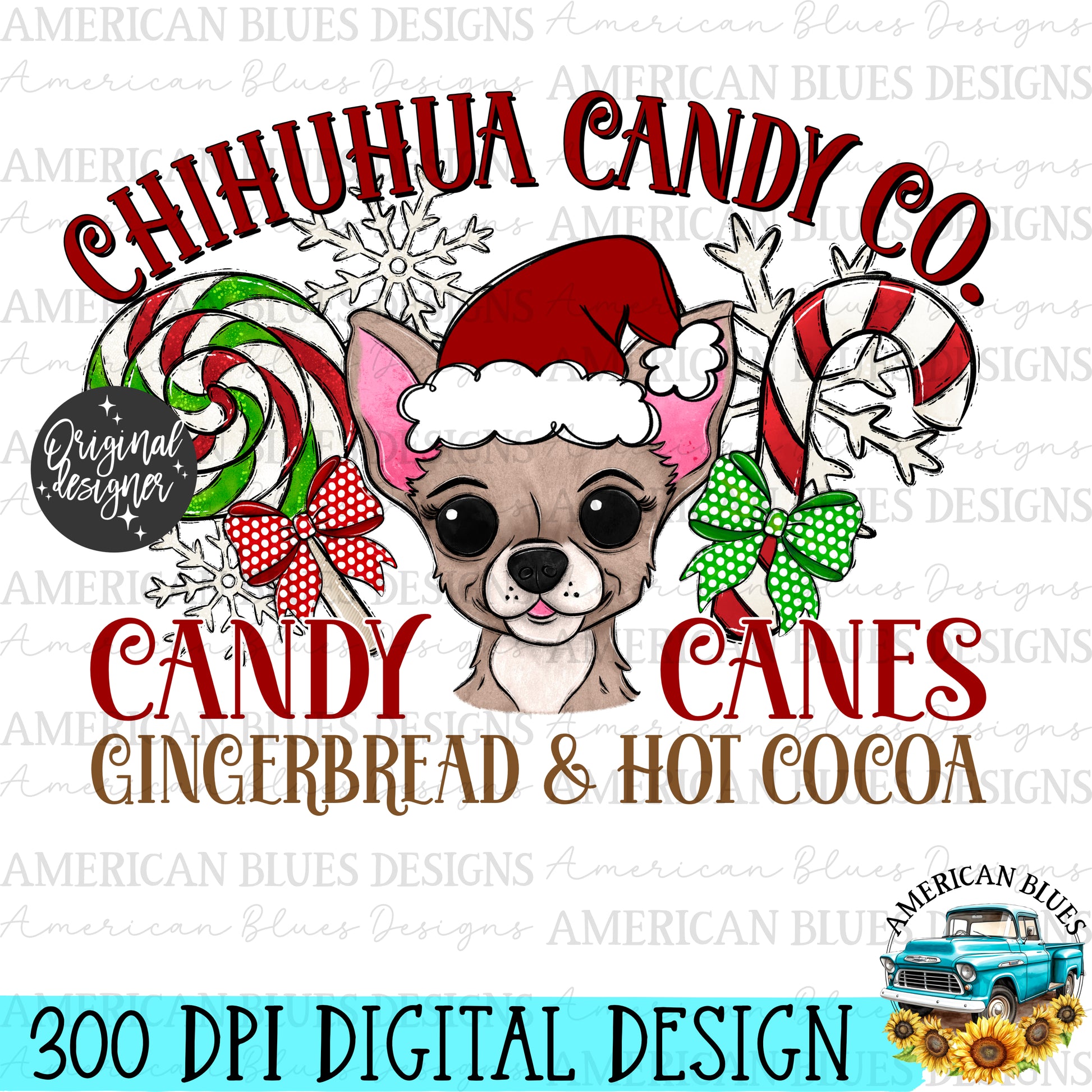 Christmas Dog Candy co digital design | American Blues Designs