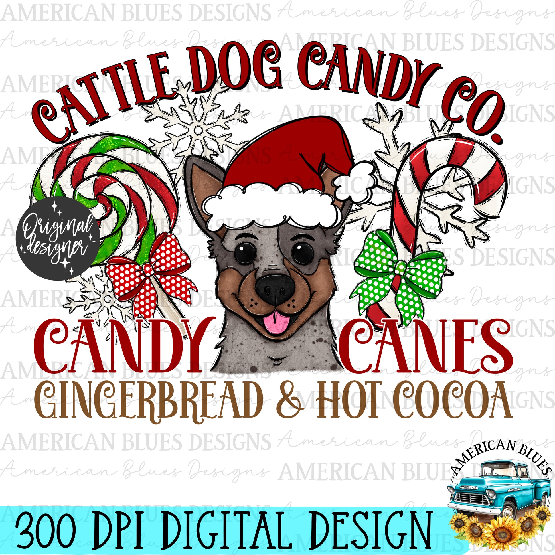 Christmas Dog Candy co digital design | American Blues Designs