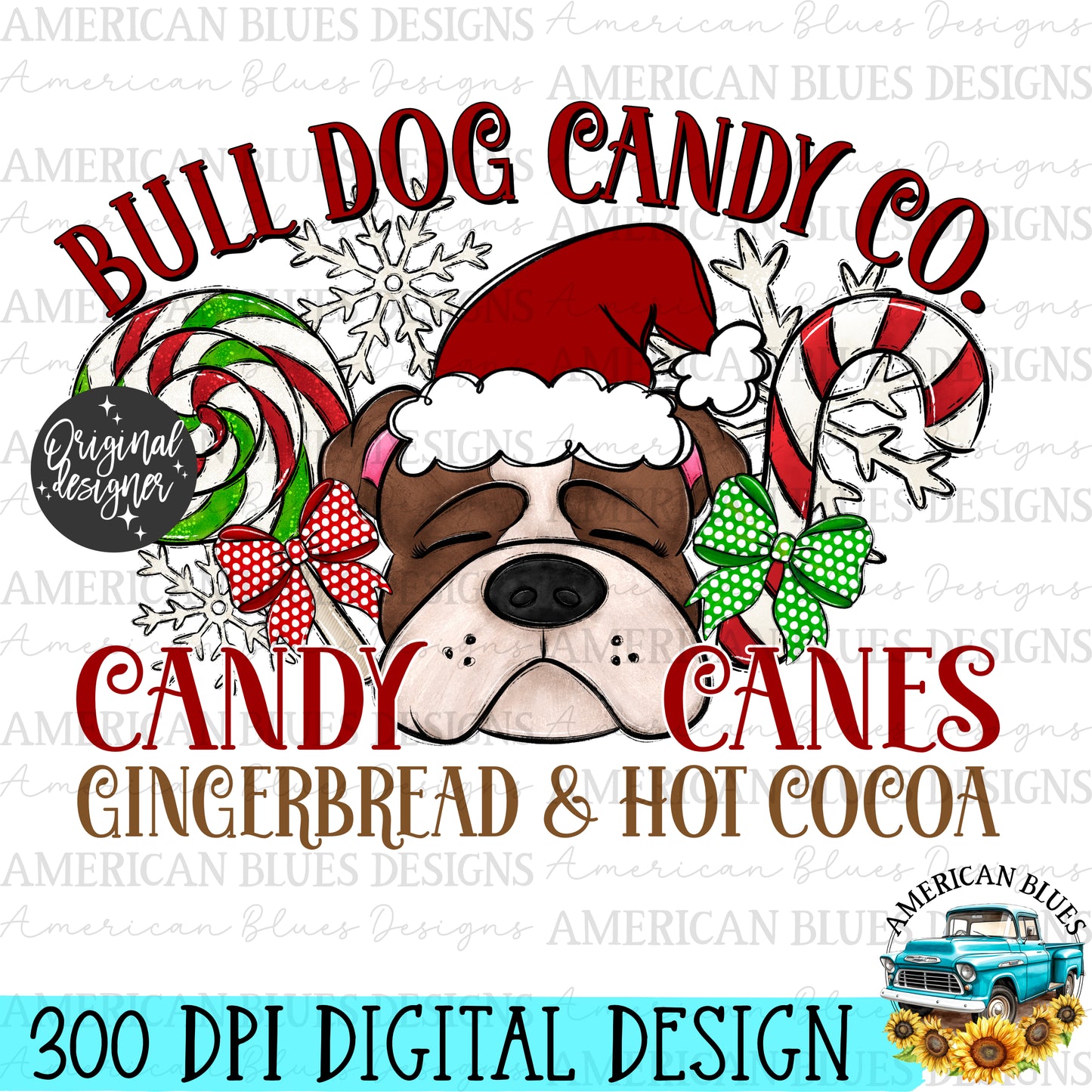 Christmas Dog Candy co digital design | American Blues Designs