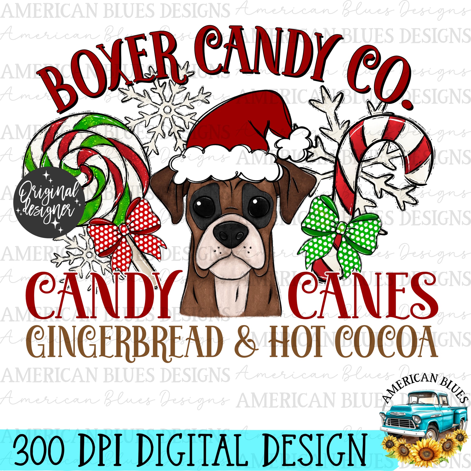 Christmas Dog Candy co digital design | American Blues Designs