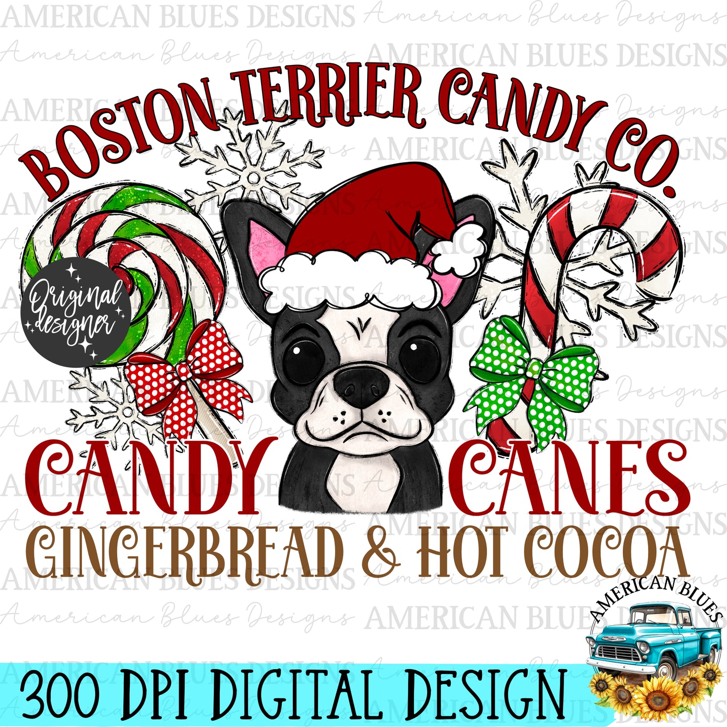 Christmas Dog Candy co digital design | American Blues Designs