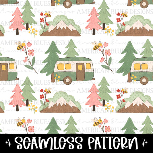 More Camping Less Worrying seamless pattern